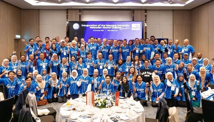 Participants pose at the inauguration ceremony of the Hanyang University Malaysian Alumni Chapter in Kuala Lumpur, Malaysia, Nov. 29, 2025. Courtesy of Hanyang University