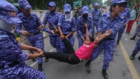 EPA/Shutterstock Many protesters told the BBC that even women were not spared in the police crackdown