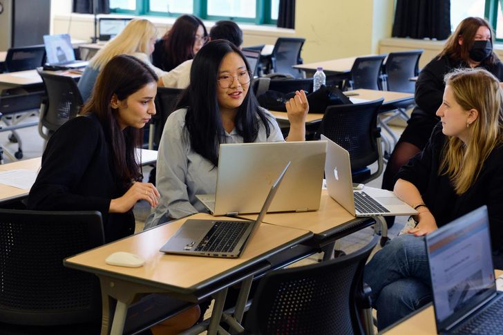 International graduate students participate in a group project at Sejong University in Gwangjin District, Seoul. Courtesy of Sejong University