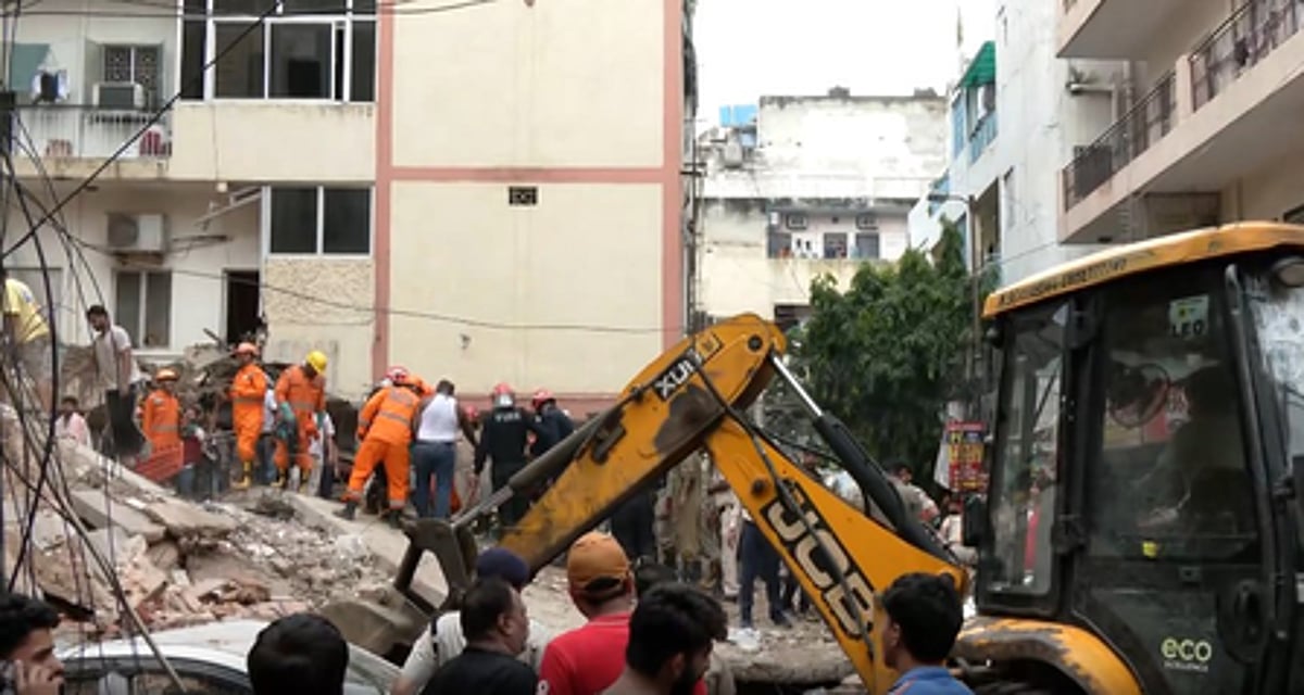 Six-storey building collapses in Delhi: Students call for help from rubble as rescuers race to find survivors